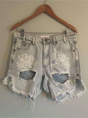 One Teaspoon Light Blue Distressed Denim Cutoff Shorts